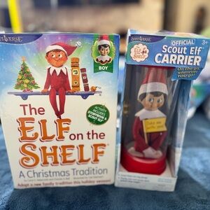 NWT Elf on the Shelf Boy, Light + Book Set & Official Scout Elf Carrier